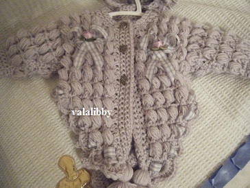 Romany Hand Crochet hat  And Cardigan Babies 12-18 months 
